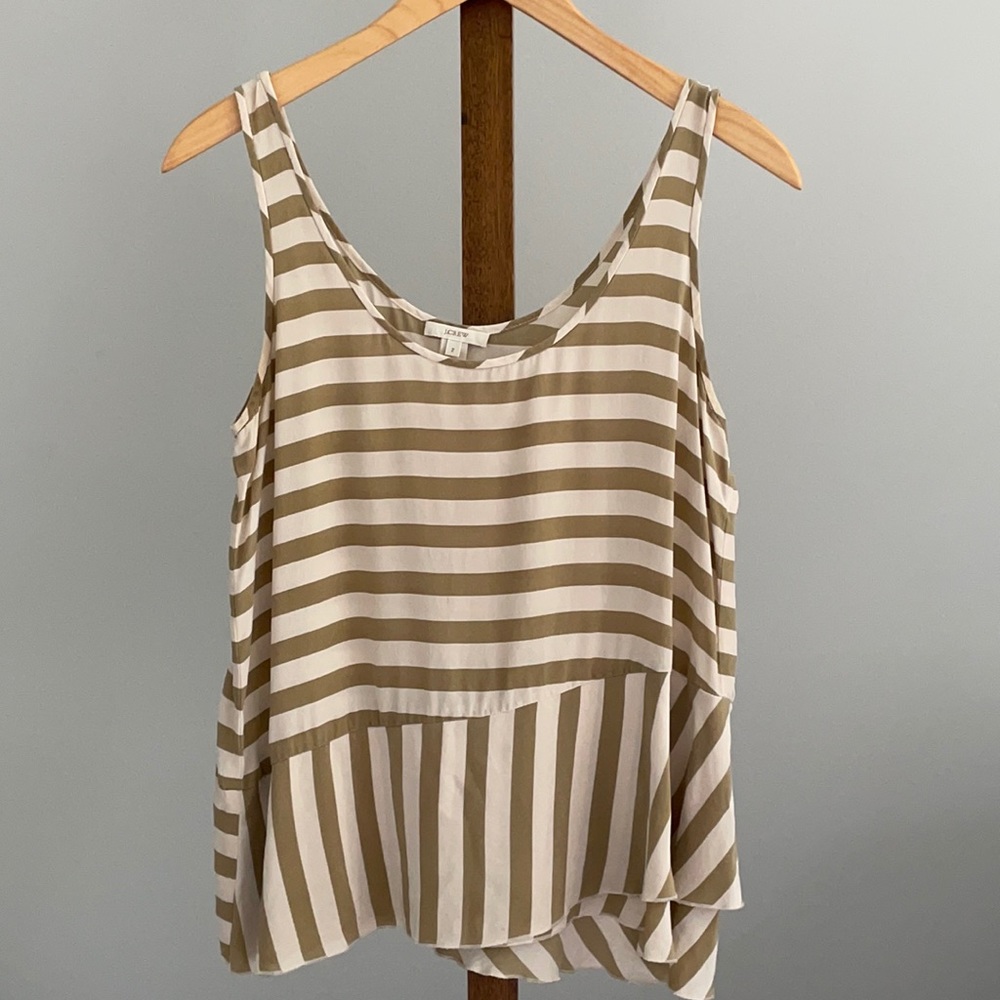 J. Crew silk striped ruffle tank top blouse